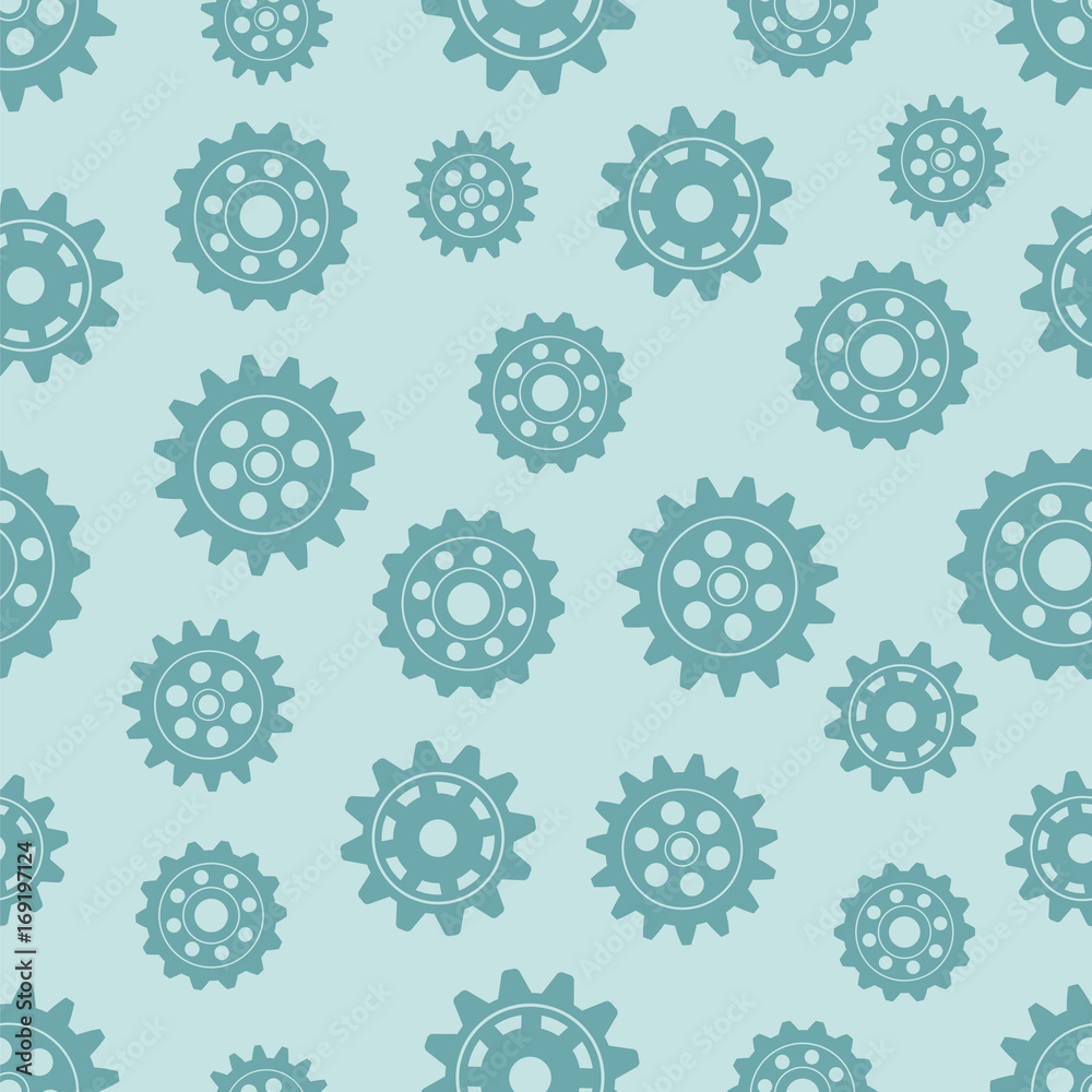 Seamless gear pattern. Gears on a blue background. Vector illustration. Seamless gear pattern. Gears on a blue background. Vector illustration.