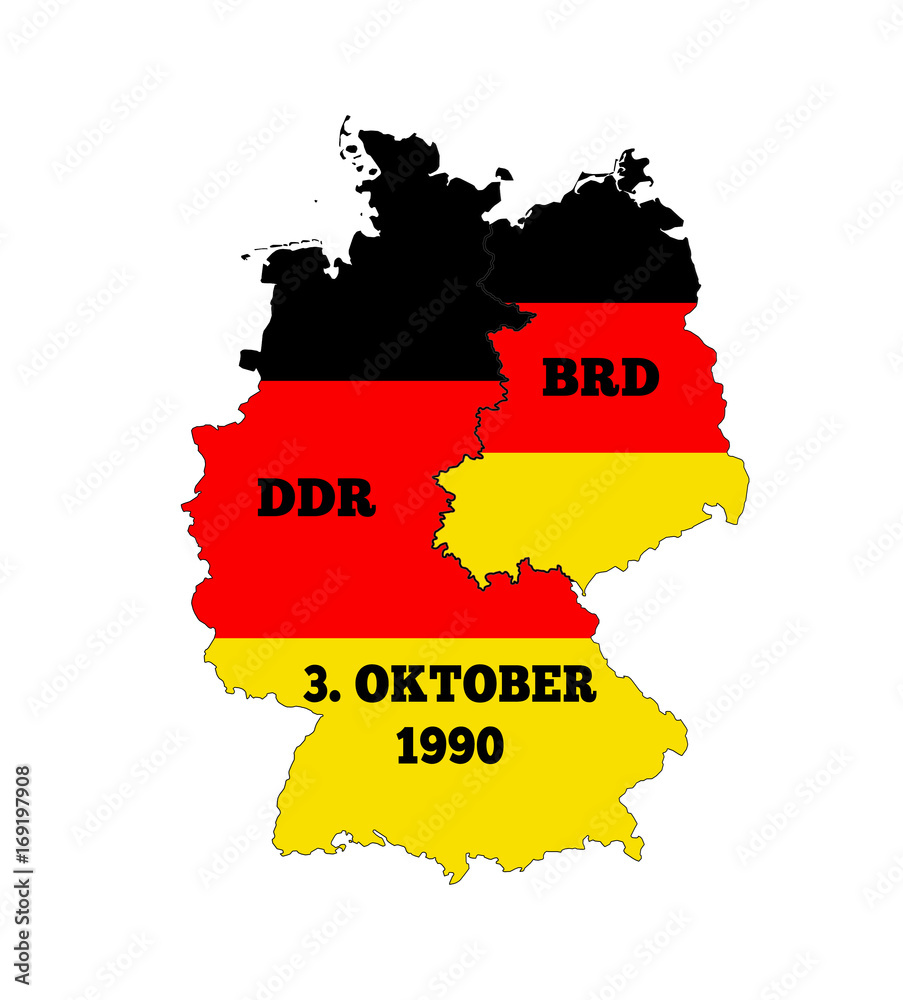 Deutschlandkarte DDR BRD Tag der Deutschen Einheit ilustración de Stock |  Adobe Stock