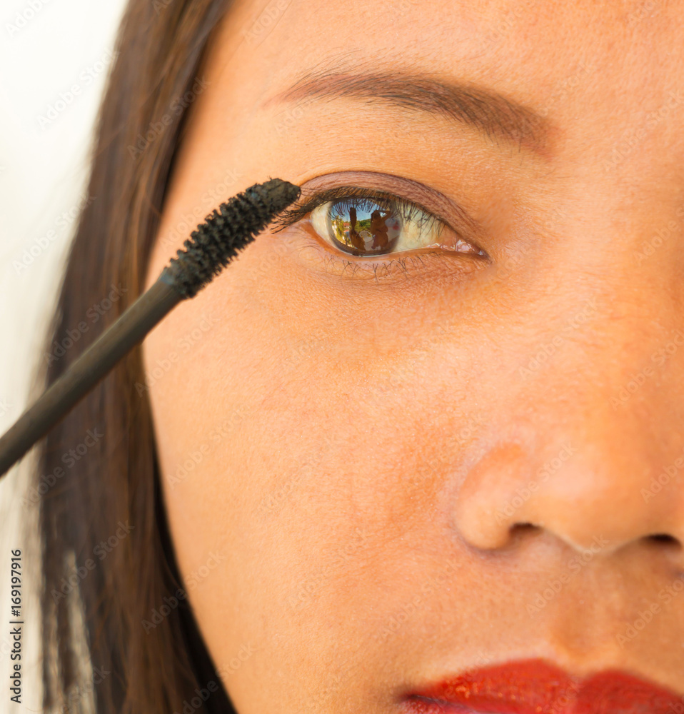 Mascara Applied To Eyelashes Shows Beauty Fashion