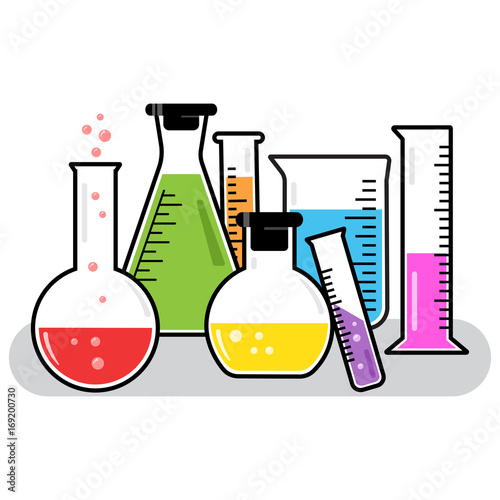 Colorful chemical vessels. Vector illustration