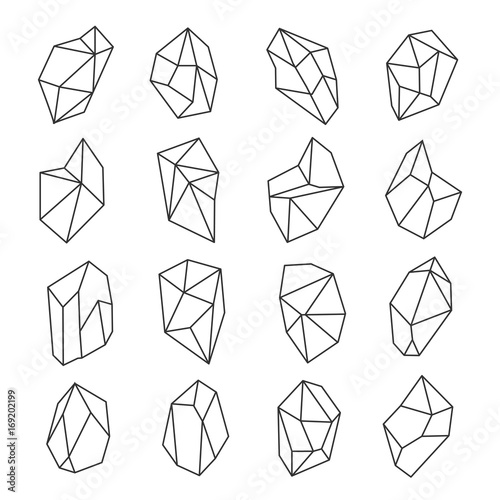 Crystal shapes outline set