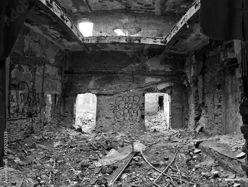 ruined buildings after the bosnian war in cities of bosnia and herzigovina