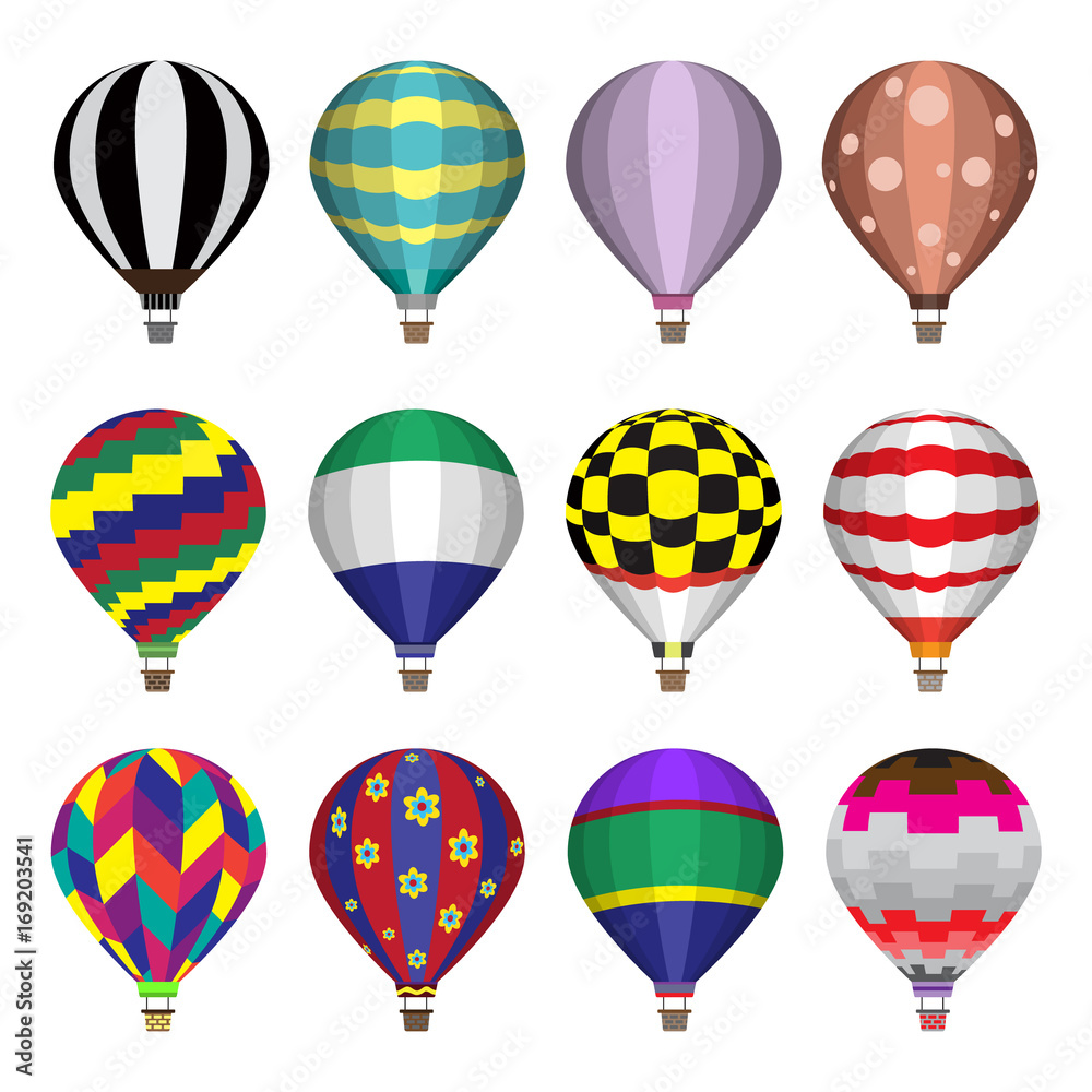 Obraz premium Hot air balloons flat icons