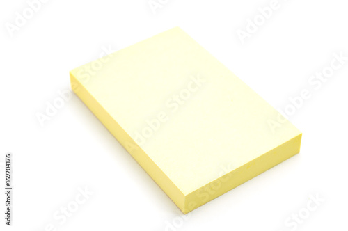 Yellow sticky note on isolated white background