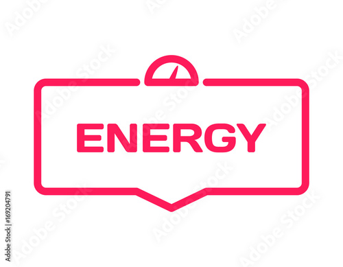 Energy template dialog bubble in flat style on white background. Basis with voltmeter, ammeter icon for various word of plot. Stamp for quotes to cards, banners, labels, notes, blog article. Vector