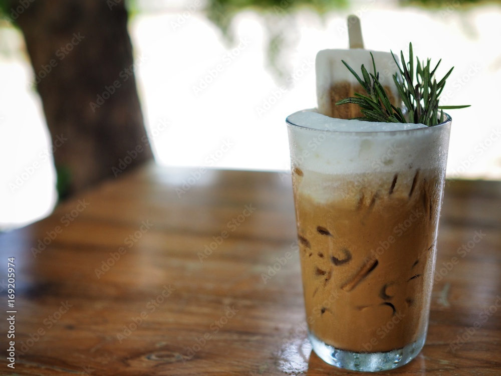 Ice latte with ice-cream bar Ice latte with ice-cream bar