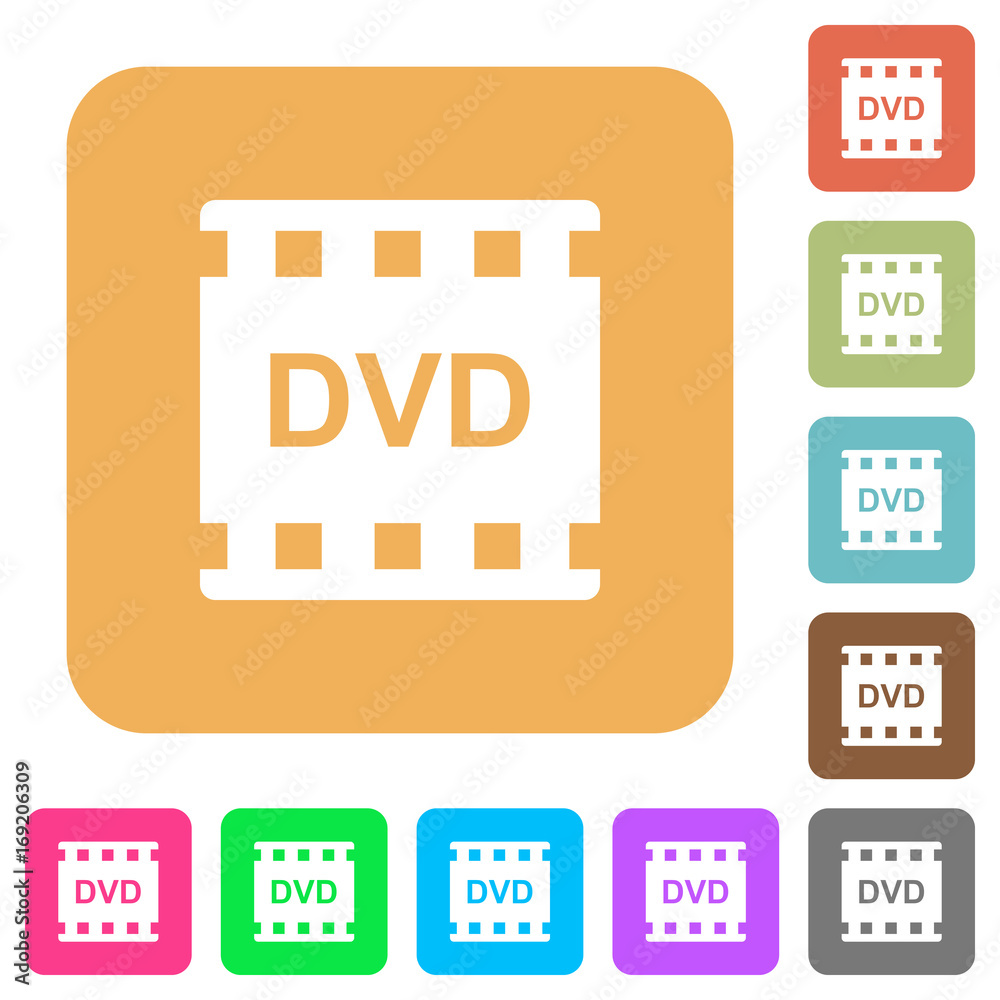 DVD movie format rounded square flat icons DVD movie format rounded square flat icons