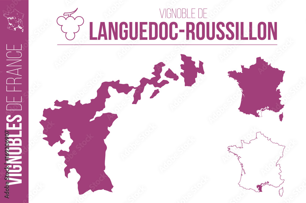 Fotografie Carte du vignoble du Languedoc-Roussillon