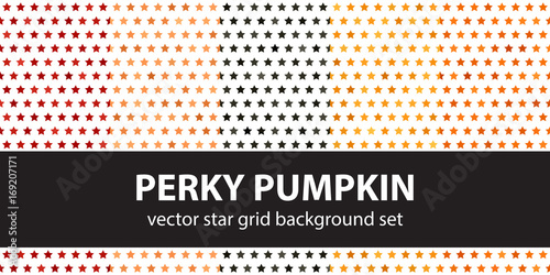 Star pattern set Perky Pumpkin. Vector seamless backgrounds