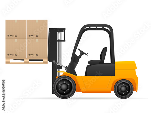 Forklift with pasteboard boxes