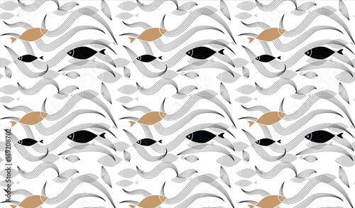 vector wallpaper seamless pattern with sea and fish