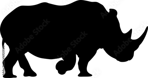 View on the silhouettes of a rhinoceros - digitally hand drawn vector illustraion