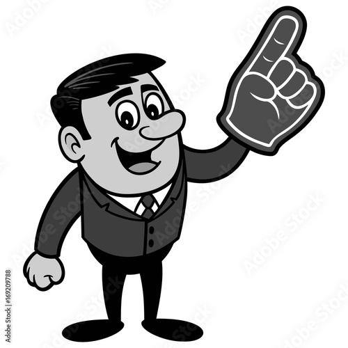 Businessman with Foam Finger Illustration