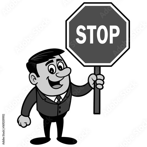 Businessman with Stop Sign Illustration