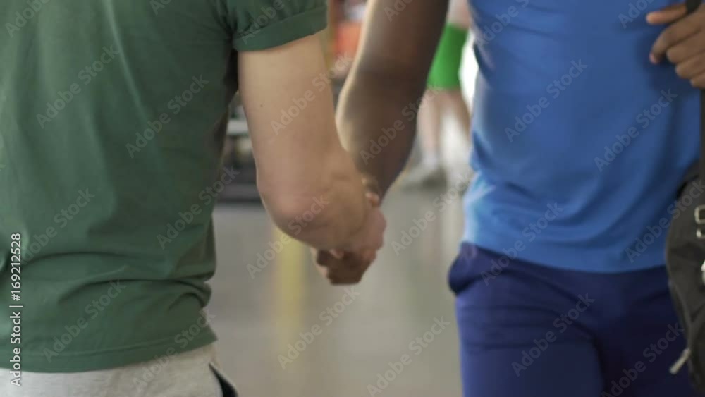 Afro-american man finished training and ready to start new day in great mood Afro-american man finished training and ready to start new day in great mood