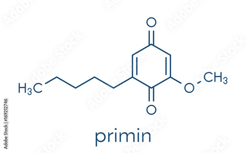 Primin primrose plant allergen molecule. Skeletal formula.