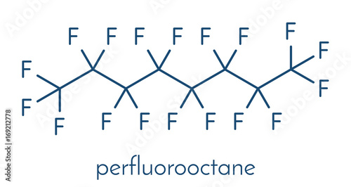 Perfluorooctane molecule. Skeletal formula.