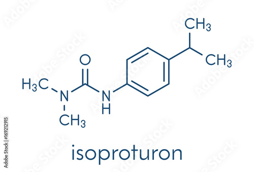 Isoproturon herbicide molecule. Skeletal formula. photo