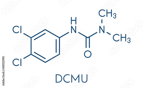 Diuron (DCMU) herbicide molecule. Skeletal formula.