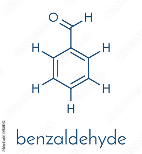 Benzaldehyde bitter almond odor molecule. Skeletal formula. photo