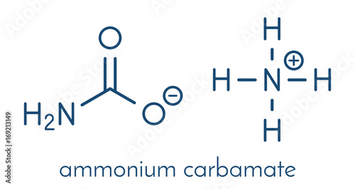 Ammonium carbamate, chemical structure. Skeletal formula.