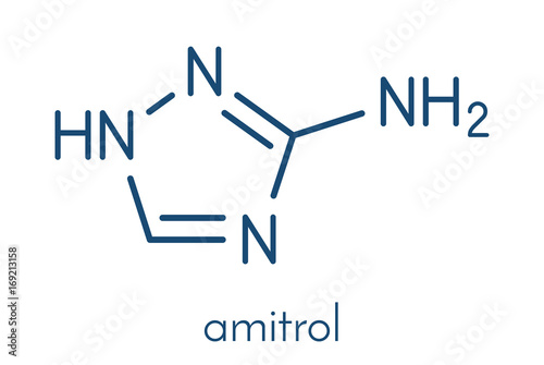 Amitrol (3-Amino-1,2,4-triazole, 3-AT) herbicide molecule. Skeletal formula.