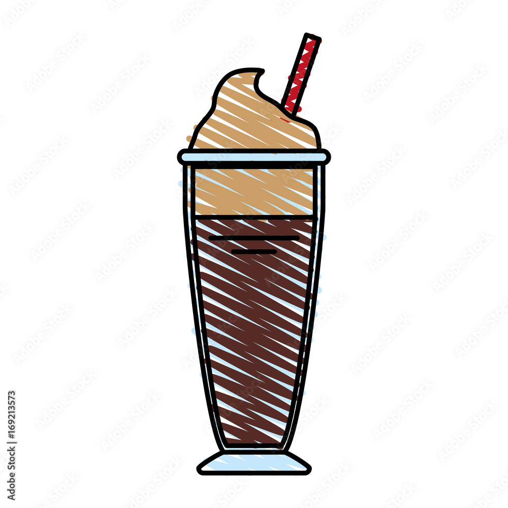 Colorful coffee and whipped cream doodle over white background vector illustration Colorful coffee and whipped cream doodle over white background vector illustration