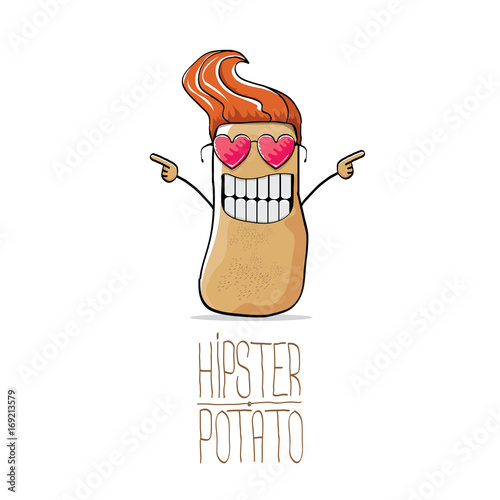 vector funny cartoon cute brown hipster potato