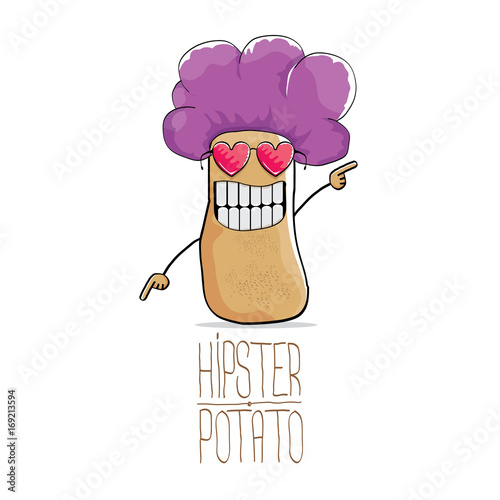 vector funny cartoon cute brown hipster potato