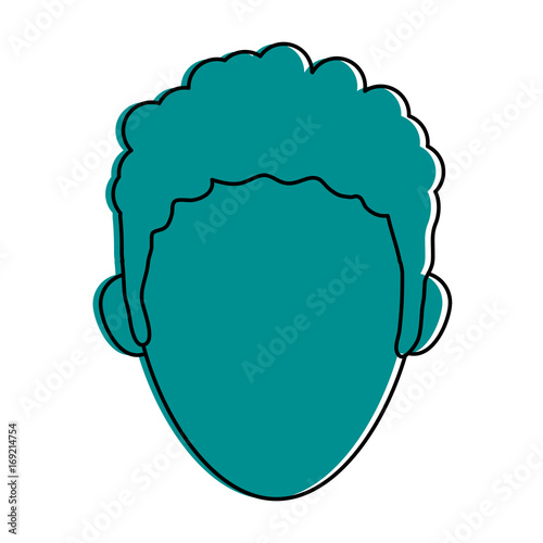 Teal monocromatic man head design over white background vector illustration