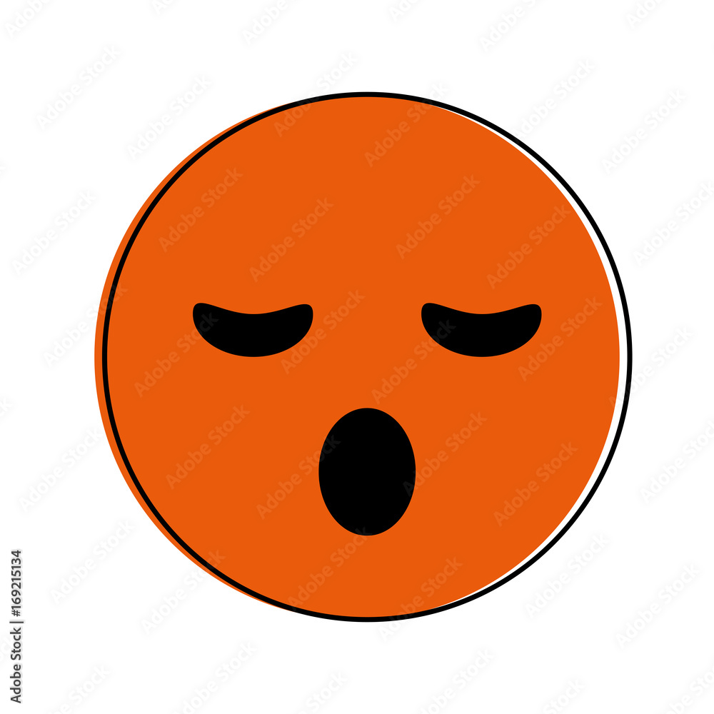 Fototapeta premium Orange monocromatic sleepy emoji design over white background vector illustration
