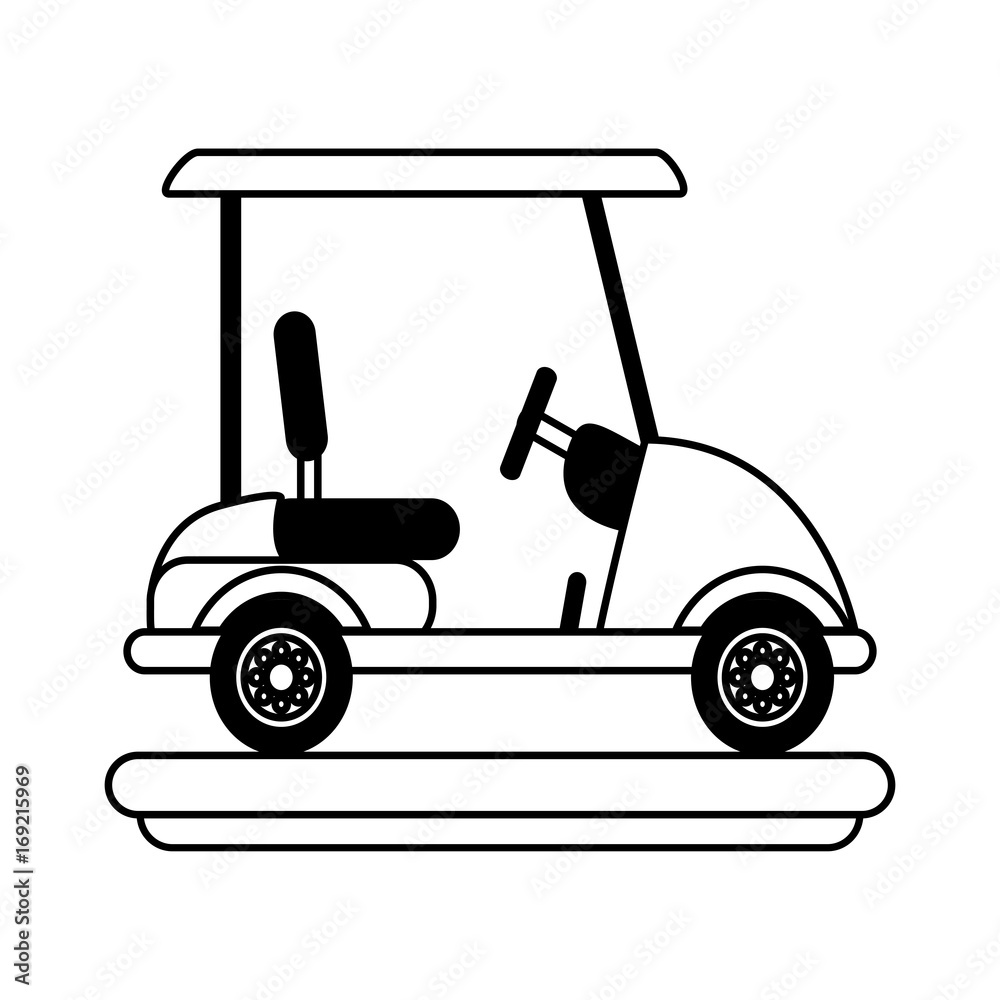 Black and white golf car over white background vector illustration