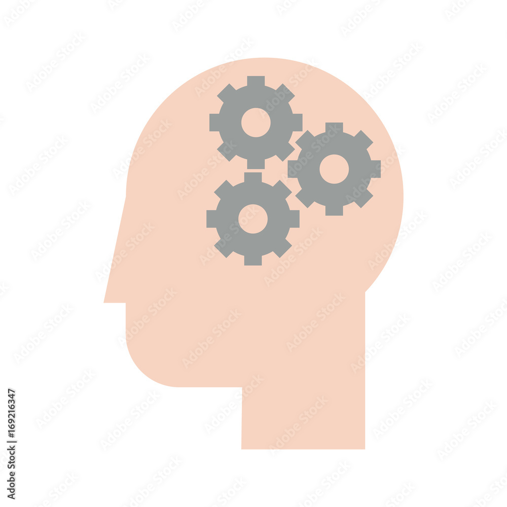 human head profile sideview with gears inside icon image vector illustration design human head profile sideview with gears inside icon image vector illustration design