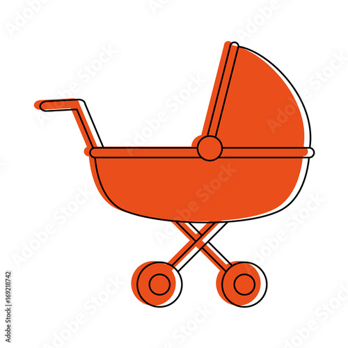 baby stroller icon image vector illustration design  orange color