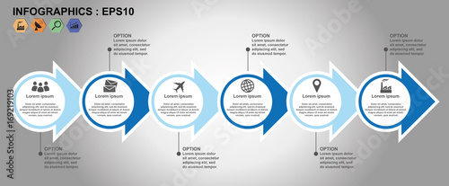 Timeline infographics flowchart template, process step, illustration EPS10