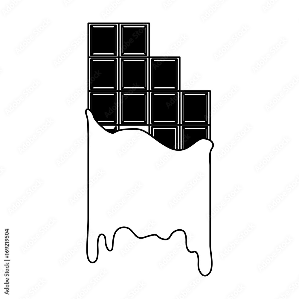 melting chocolate bar icon image vector illustration design black and
