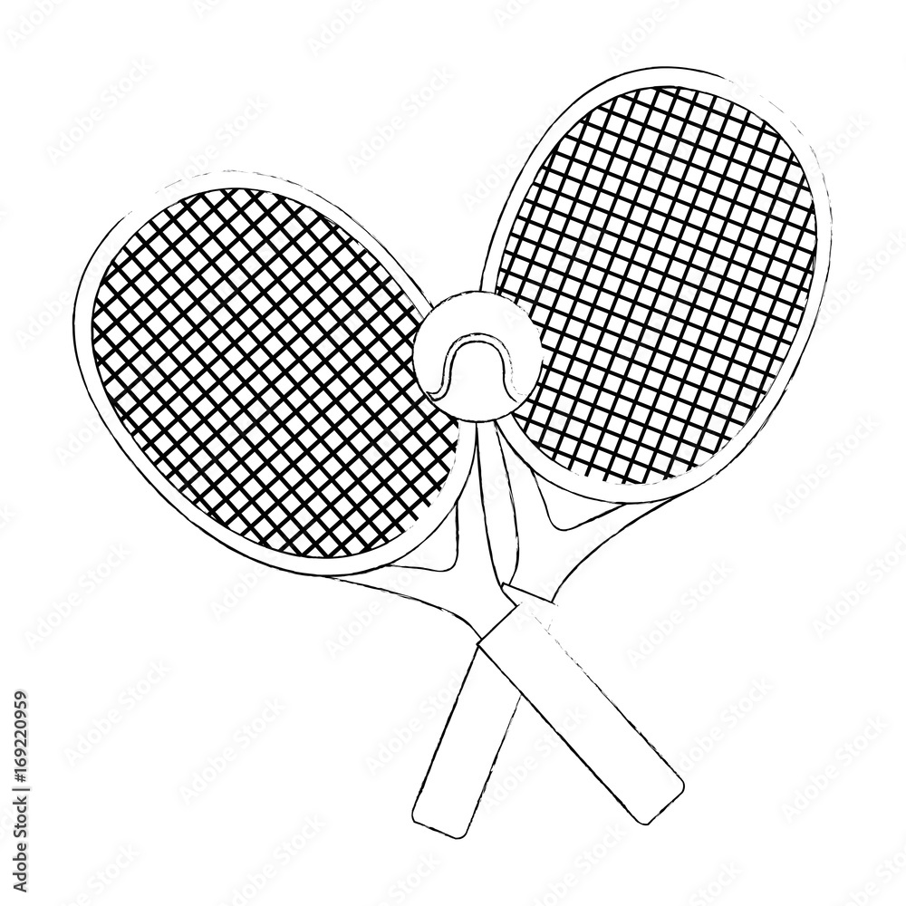 tennis rackets and ball icon over white background vector illustration tennis rackets and ball icon over white background vector illustration