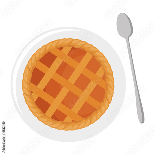 apple pie icon over white background vector illustration
