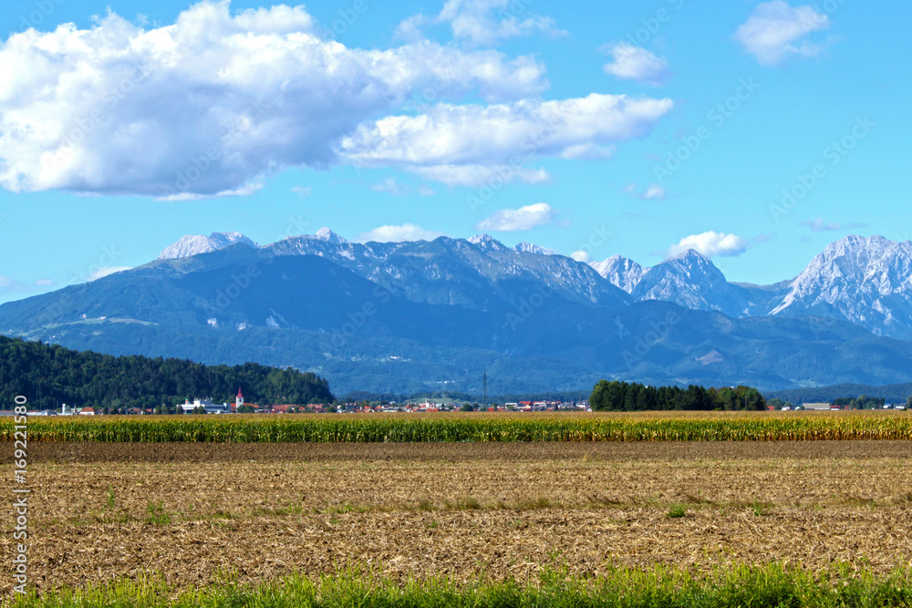 Fototapeta premium View of the Kamnik–Savinja Alps, Slovenia, Europe.