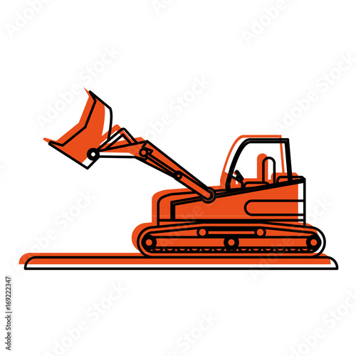 backhoe construction heavy machinery icon image vector illustration design  orange color