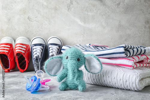 Knitted toy elephant, baby ...