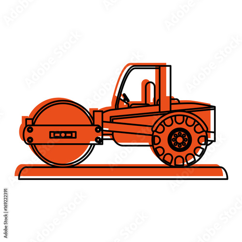 steamroller construction heavy machinery icon image vector illustration design  orange color