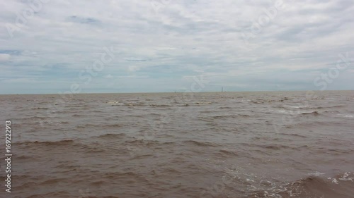 Sea wave in Thai gulf,view from Bangpoo restaurant