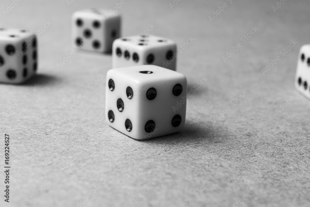 Dice black and white - selective focus