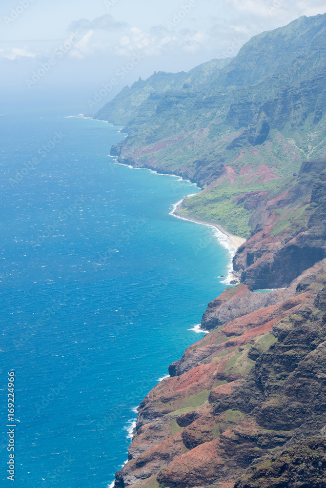 Aerial view of Kauai coastline