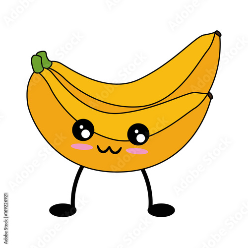 Bananas sweet fruit cute kawaii cartoon icon vector illustration design