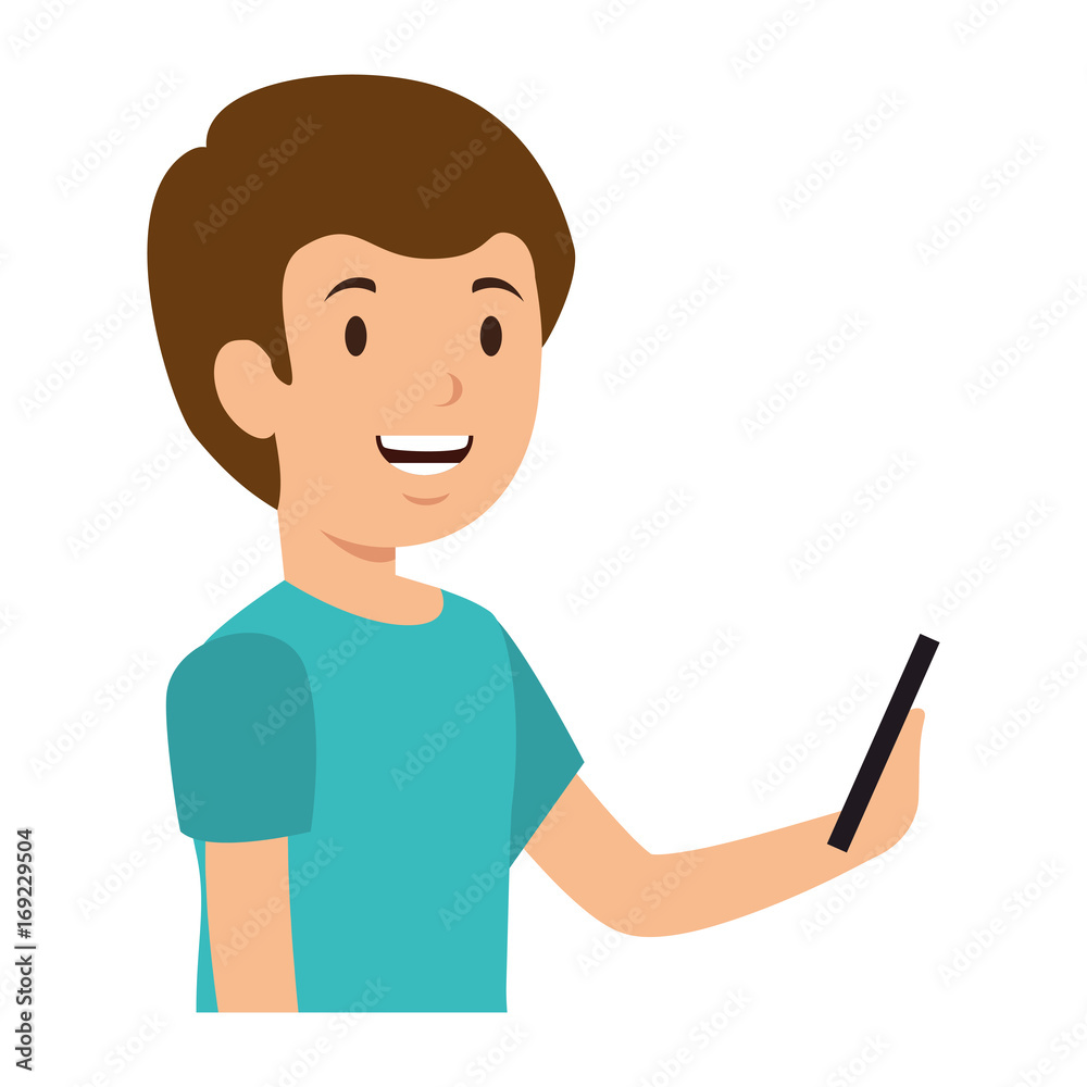 Man with smartphone icon vector illustration graphic design Man with smartphone icon vector illustration graphic design