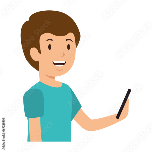 Man with smartphone icon vector illustration graphic design