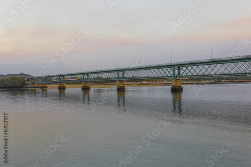 Eiffel bridge in Viana do Castelo at sunset, north of Portugal