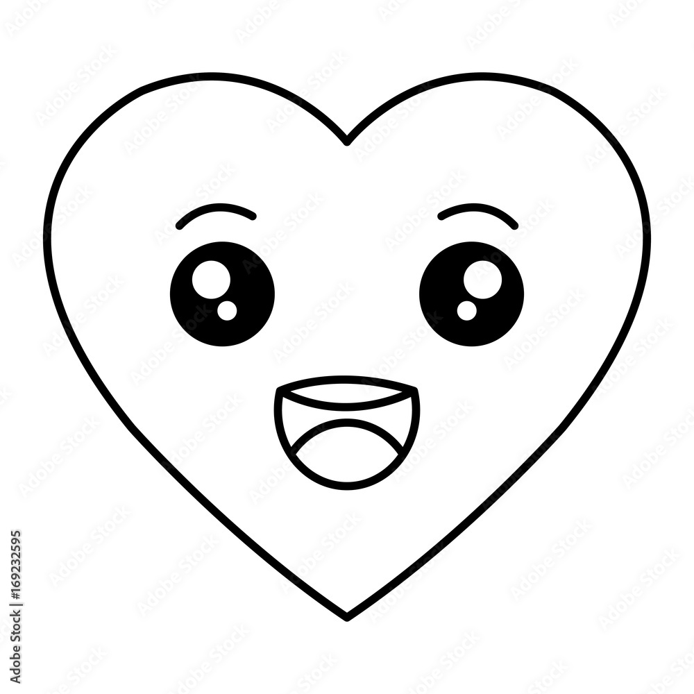 heart love kawaii character vector illustration design